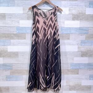 Anthropologie Floreat Serengeti Silk Midi Dress Pink Black Sheer Womens Small